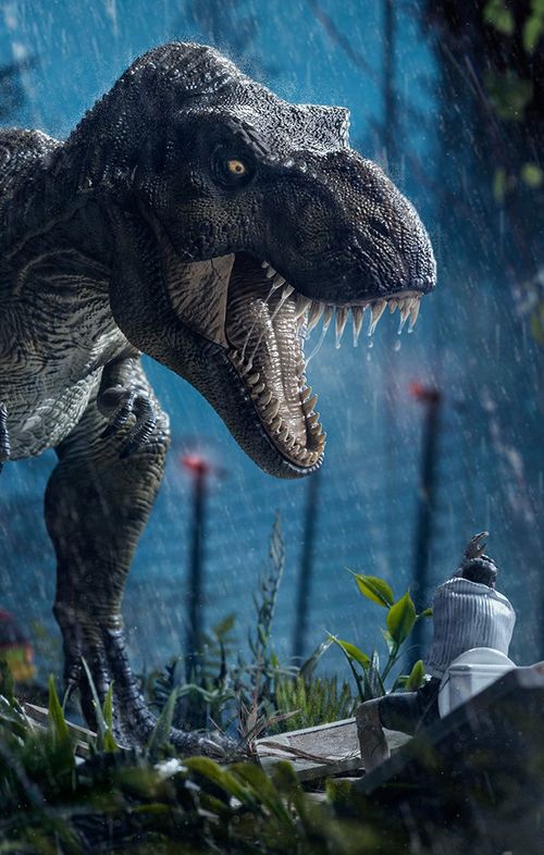 Statue T-Rex attacks Donald Gennaro - Jurassic Park - Demi Scale 1/20 - Iron Studios