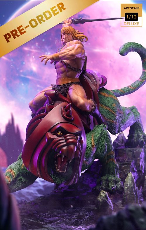 Pre-Order - Statue He-man and Battle Cat Deluxe - Masters of the Universe - Art Scale 1/10 - Iron Studios